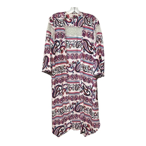 Cato Est. 1946 Paisley Lace Kimono Medium Open Lightweight Sheer Layering Piece - Picture 1 of 8